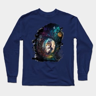 Cat in Dark Wonderland Long Sleeve T-Shirt